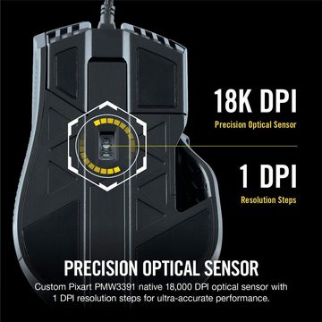Corsair K55 RGB PRO Kabelgebundene Membran Gaming Tastatur- und Maus-Set, QWERTY RGB Wiederaufladbare Optisch fur gaming18.000DPI Optisch Sensor