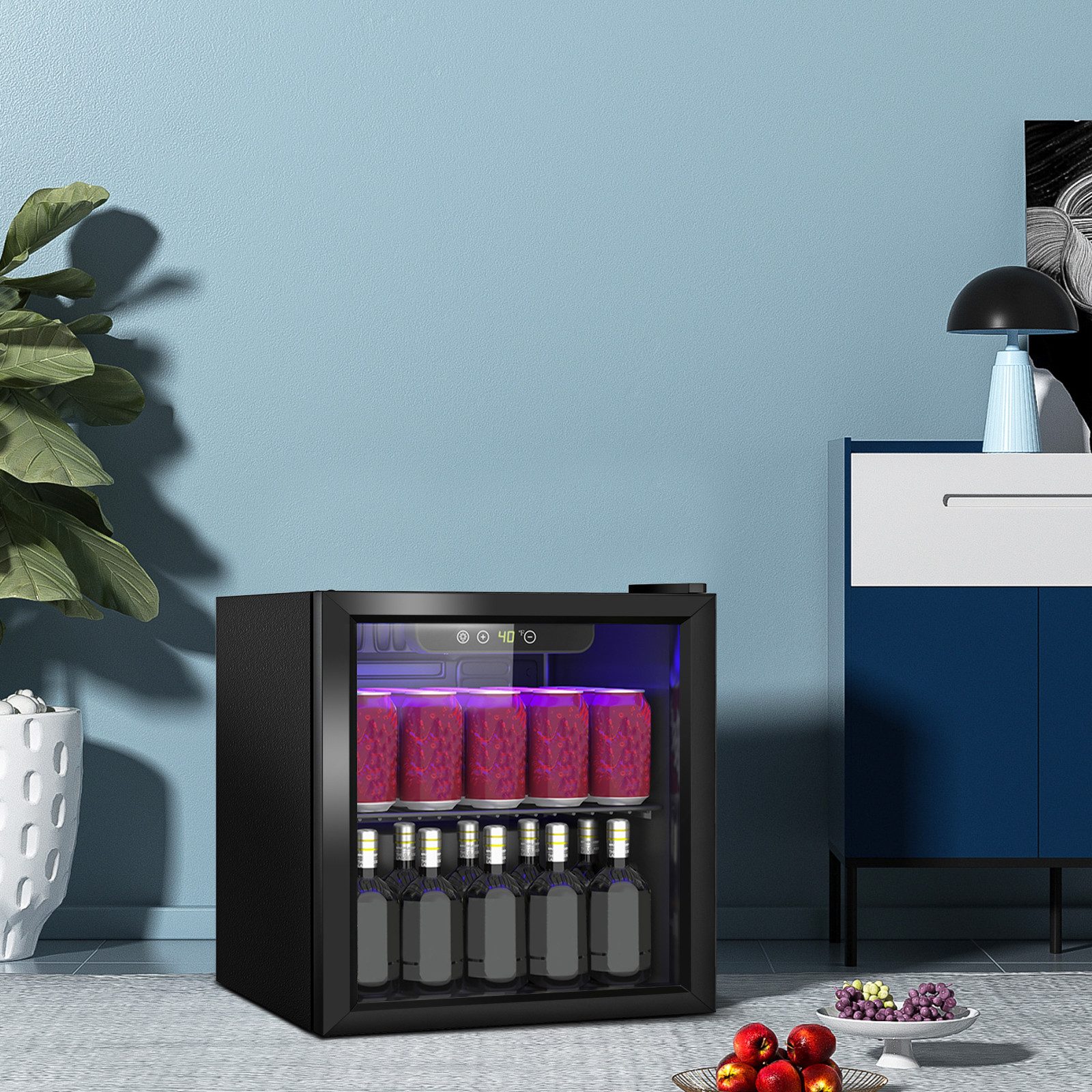 DollarDash Getränkekühlschrank JC-36-F, 45.5 cm hoch, 43 cm breit, 4,4–16,1 °C, mit 1 abnehmbaren Regal und verstellbarer Bodenfreiheit