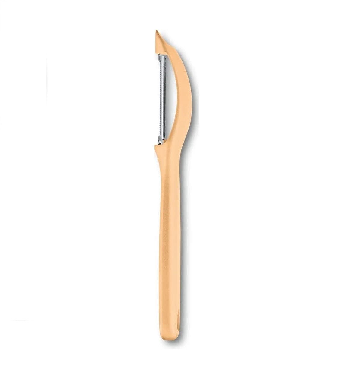 Victorinox Spargelschäler Ergonomischer Universalschäler, rostfreier Edelstahl, spülmaschinenf, est, Hellorange, ideal für Obst und Gemüse