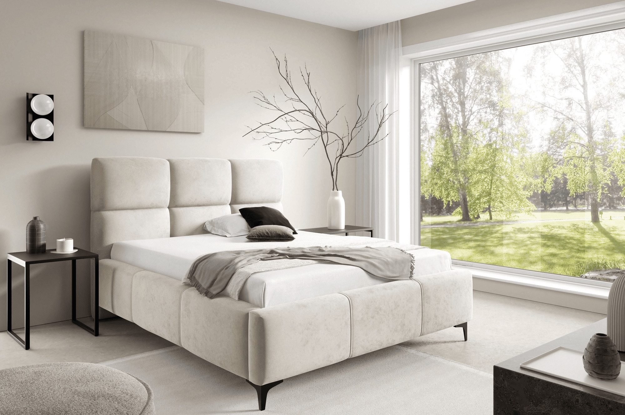 thematys Polsterbett SENTO-Modernes Bett mit Lattenrost - 140x200 - 200x200 cm (Set, zerlegt)