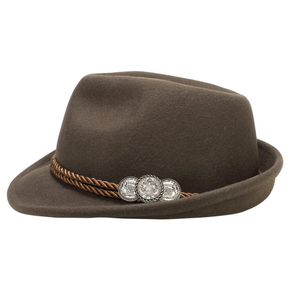 Alpenflüstern Fedora Herren Trachtenhut Münzen braun