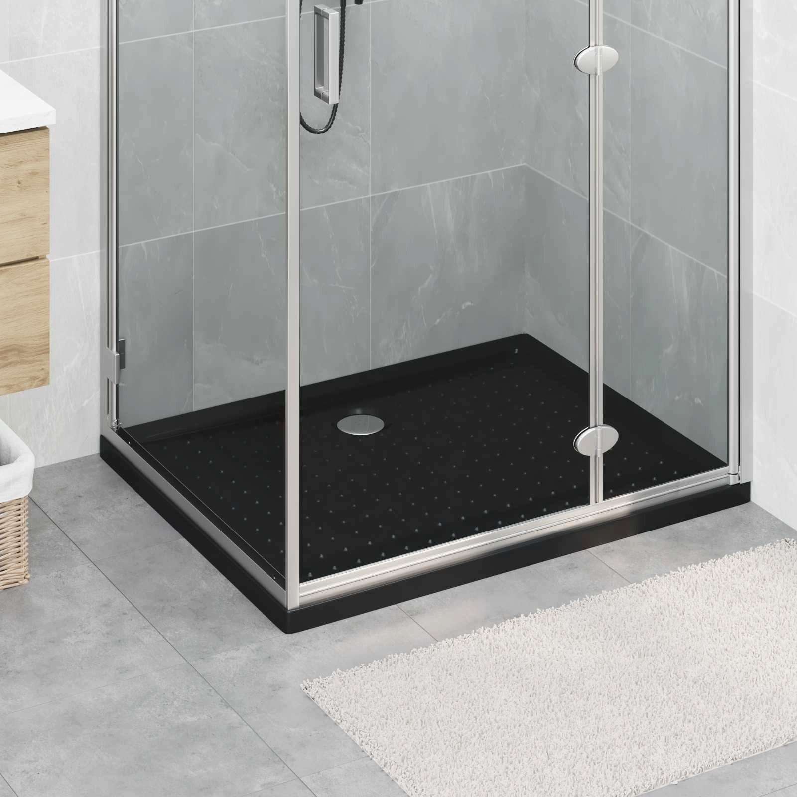 vidaXL Duschwanne Duschbodenablage mit Punkten 100 x 80 x 4 cm ABS Schwarz, Rechteckig, 1-St.