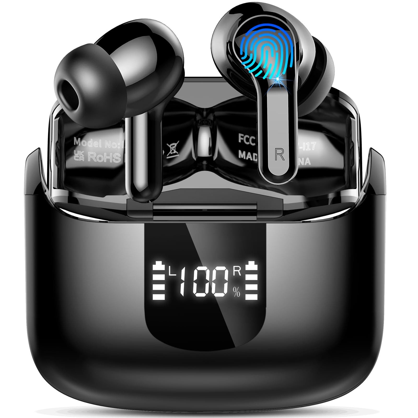 Forrlite In Ear Kopfhörer,Bluetooth Kopfhörer,2026 Kopfhörer Kabellos In-Ear-Kopfhörer (4 ENC Noise Cancelling Mics, IP-X7 Wasserdicht Headphones Sport, 3g USB-C in Ear Ohrhörer, Bluetooth 5.4,48 Std Hi-Fi Stereo Tiefer Bass Wireless Earbuds)