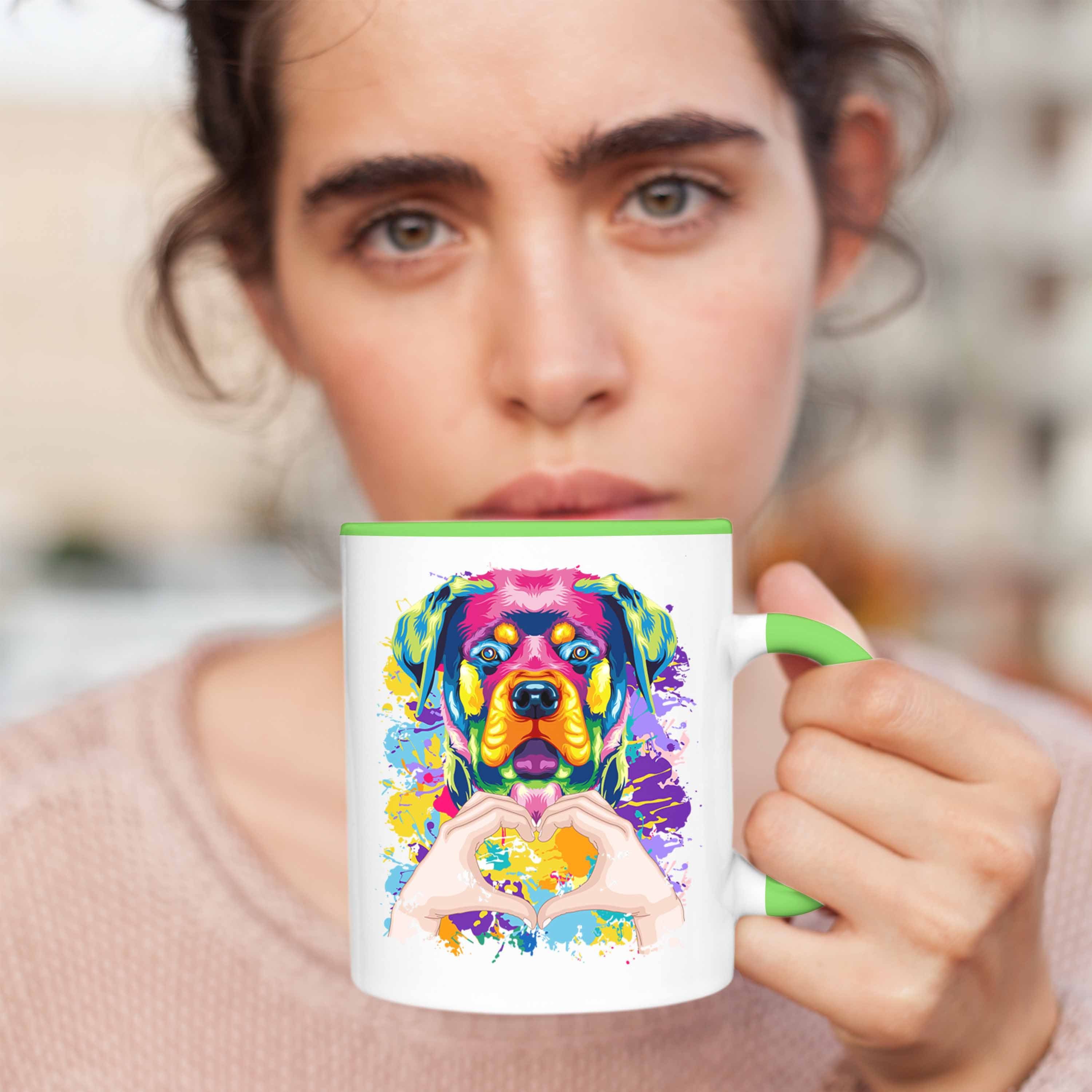 Tasse Tasse Besitzer Trendation Farbe Geschenk Geschenk Grün Rottweiler Love Lustiger Spruch