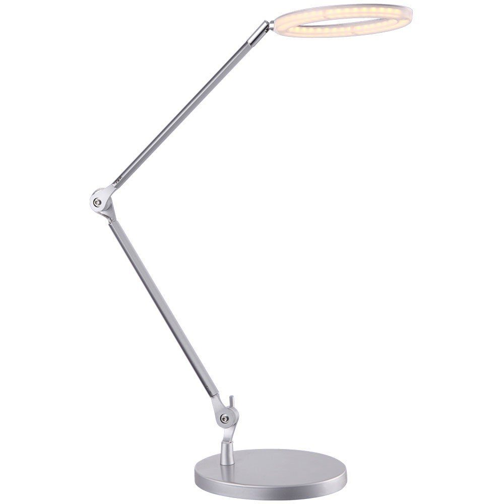 Schalter Tisch verbaut, Leuchte silber Lese Lampe satiniert fest Schreibtischlampe, LED Watt 7 Globo LED-Leuchtmittel Warmweiß,