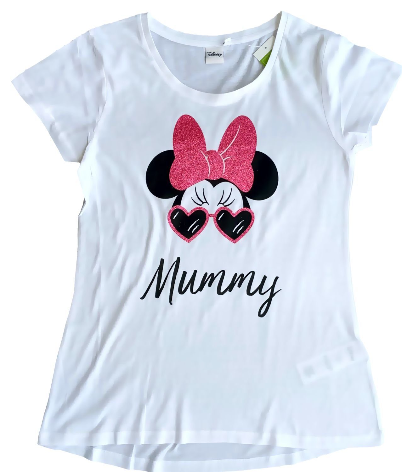 Disney Minnie Mouse T-Shirt für MUMMY M Mütter, Gr. Mini Hellgrau Minnie S L Entbindung Mouse Damen Geburt Schwangerschaft T-Shirt XL Muttertag Maus