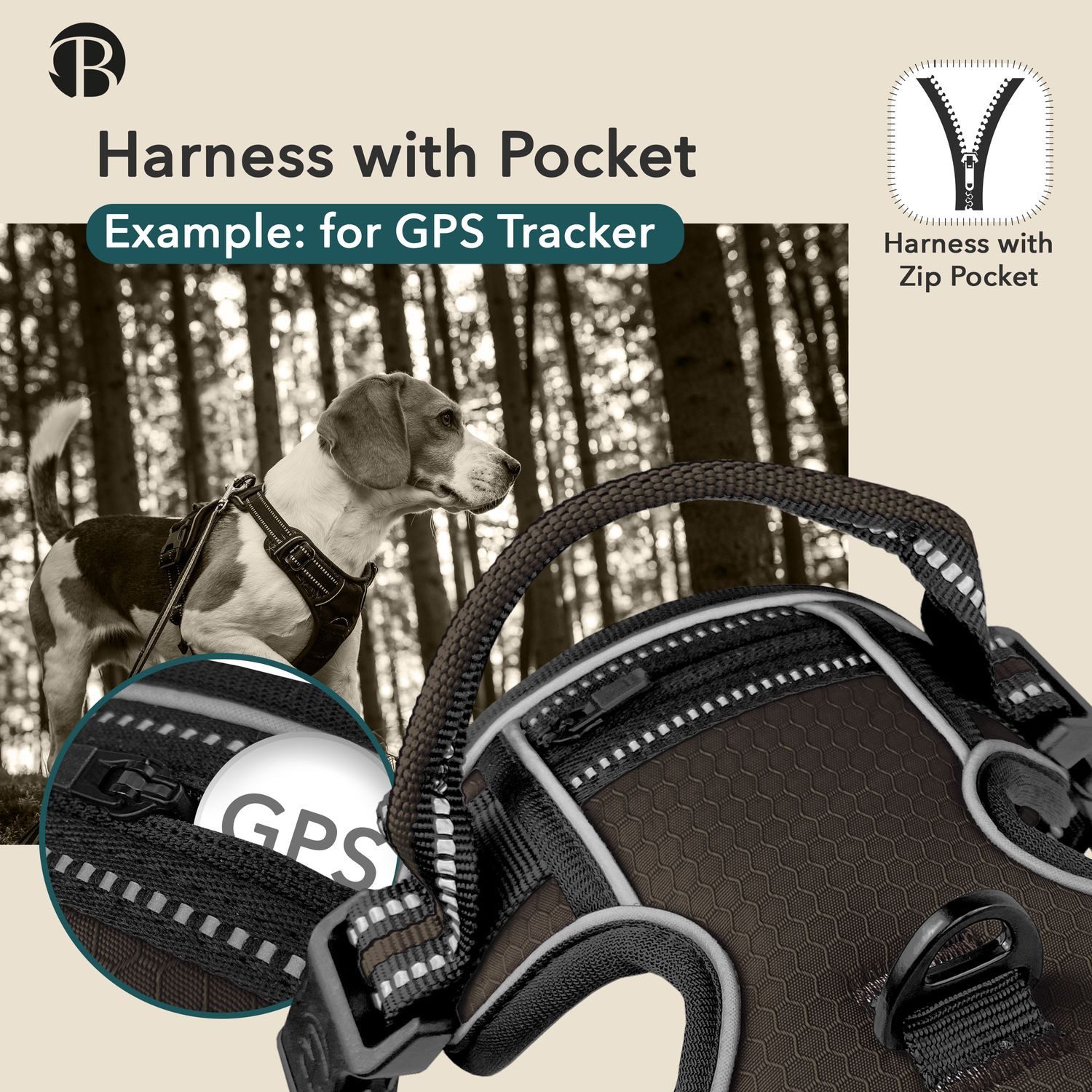 Bluzelle Hunde-Sicherheitsgeschirr Hundegeschirr mit Tasche / kleine Hunde S / Anti-Zug Reflektierend, Polyester, Nylon, EVA Schaumstoff, Zugstopp Hundeweste Brustgeschirr mit Griff / Atmungsaktiv, Gepolstert