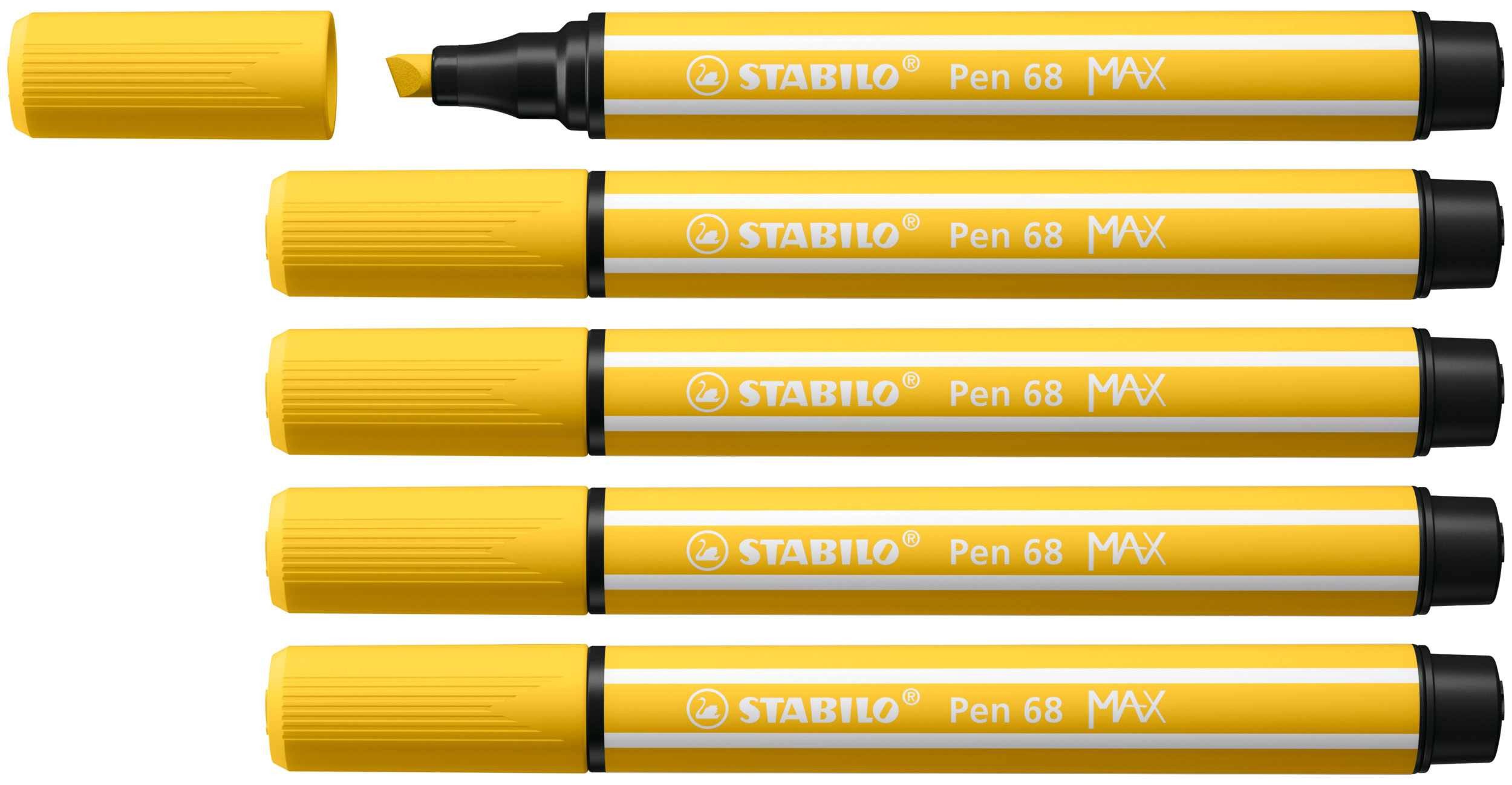 Filzstift STABILO Filzstifte Pen 68 MAX, 5er Set, gelb