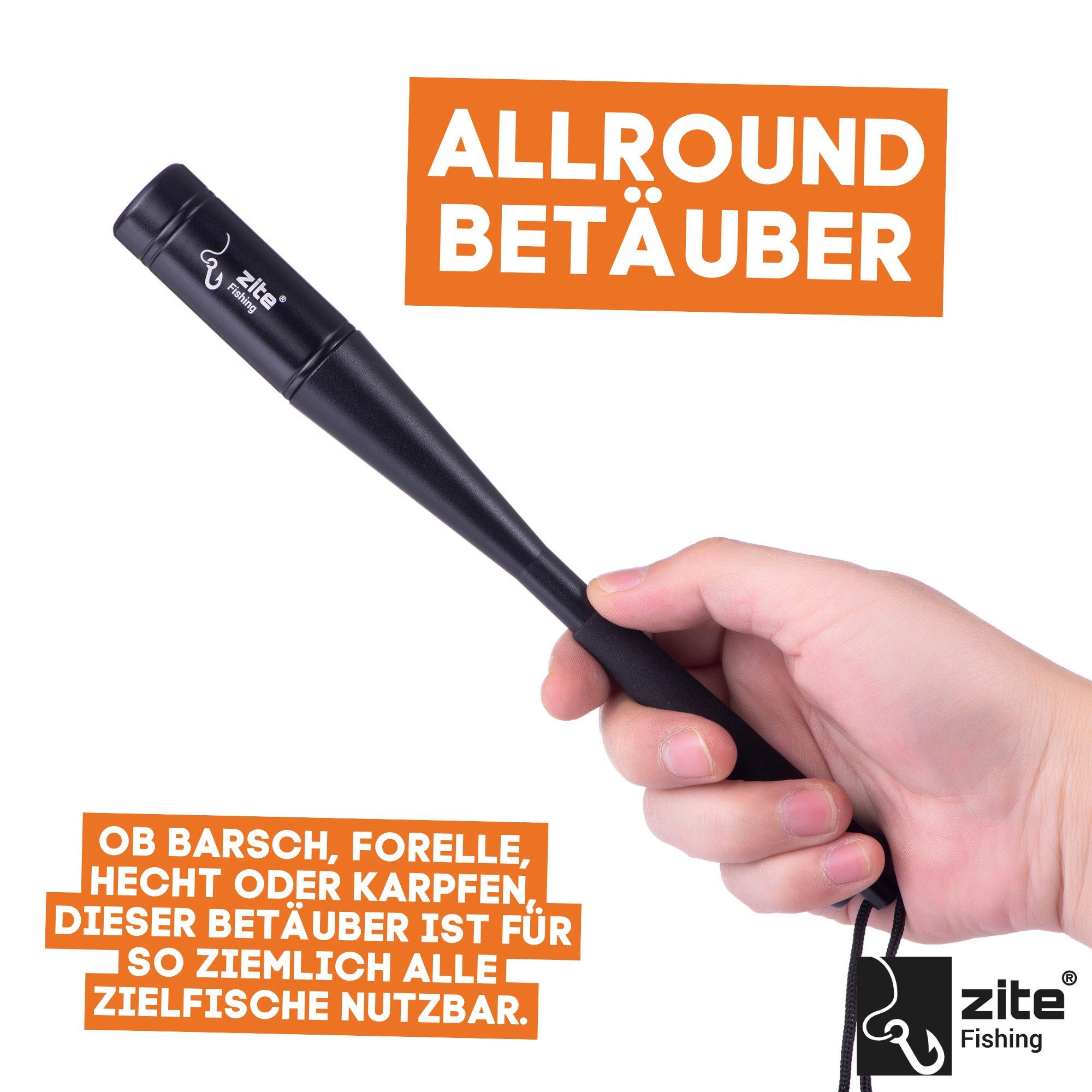 Zite Fischtöter Aluminium Fischbetäuber Angelwerkzeug mit Magnet-Karabiner