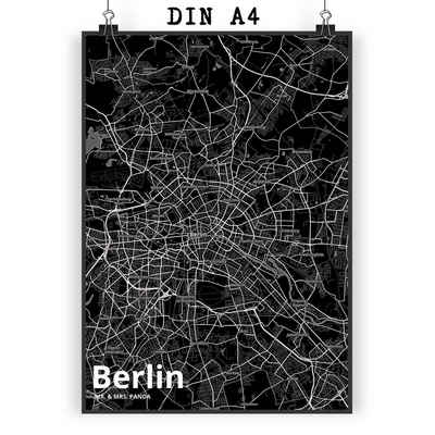 Mr. & Mrs. Panda Poster DIN A4 Berlin - Geschenk, Dorf, Küchenposter, Wanddeko, Stadt, Kinder, Stadt Black (1 St)