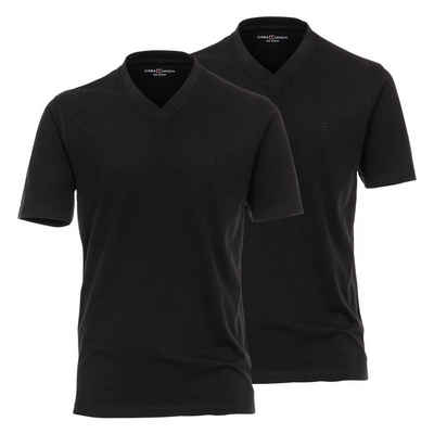 CASAMODA V-Shirt Große Größen Herren Doppelpack V-Ausschnitt T-Shirts schwarz CasaModa