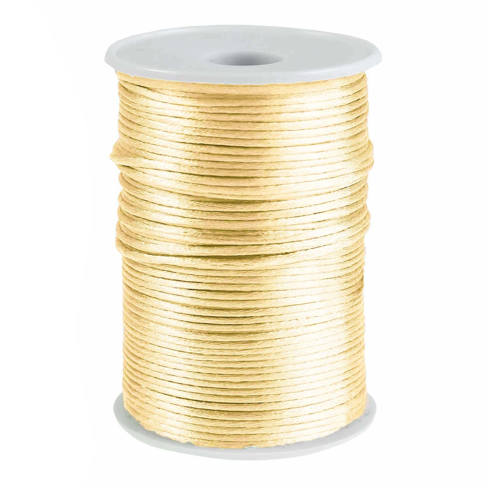 maDDma Kordel 90m Satinschnur 2mm Satinkordel Schmuck-Kordel Kumihimo Bänder, creme