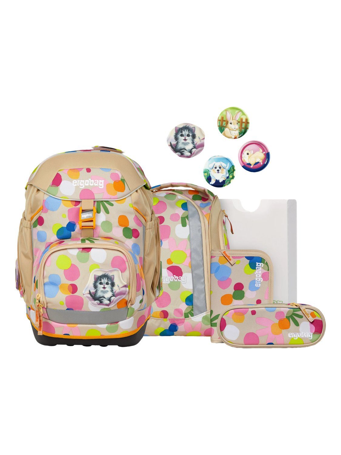 ergobag Schulranzen pack Set (6-tlg., 6-teiliges Set), größenverstellbares Rückensystem