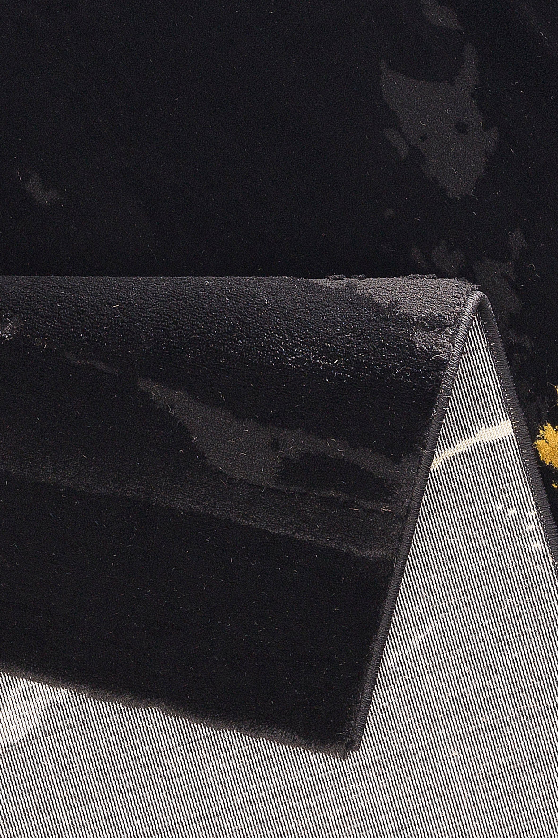 weich Teppich Marmor-Design, Kurzflor, rechteckig, modernes Höhe: pflegeleicht, Juliet, 12 black-gold Leonique, mm,