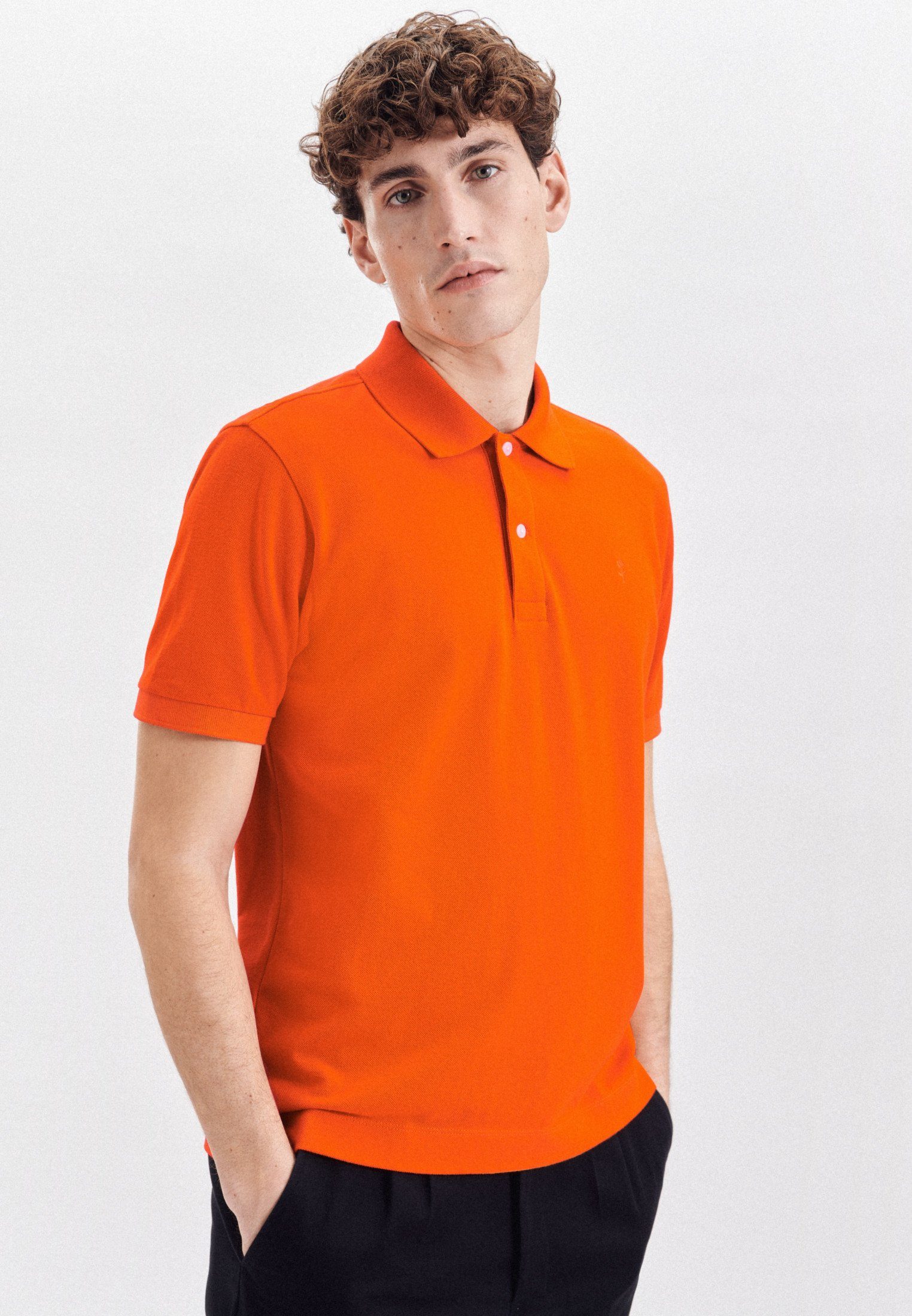 seidensticker Poloshirt Regular Kurzarm Kragen Uni Orange