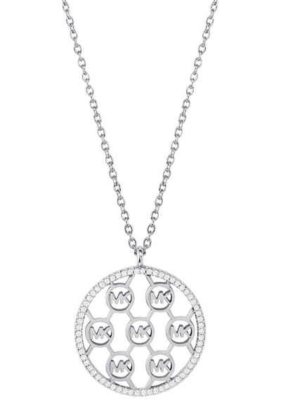 MICHAEL KORS Kette mit Anhänger PREMIUM Halskette Monogramm Logo Kreis rund, MKC1477AN040, mit Zirkonia (synth)