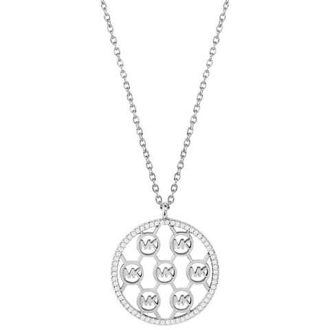 MICHAEL KORS Kette mit Anhänger PREMIUM Halskette Monogramm Logo Kreis rund, MKC1477AN040, mit Zirkonia (synth)