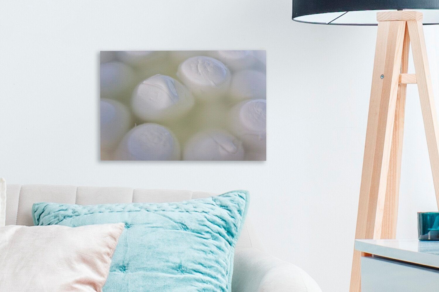 OneMillionCanvasses® Leinwandbild In Wasser getränkter cm St), Aufhängefertig, Leinwandbilder, 30x20 Mozzarella, (1 Wanddeko, Wandbild