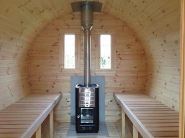 JVmoebel Sauna Fasssauna Holz Sauna Gartensauna Campingfass Saunafass 350cm, BxTxH: 2.27 x 3.5 x 2.38 cm, 46,00 mm, (1-St., 1x Sauna) Made in Europa