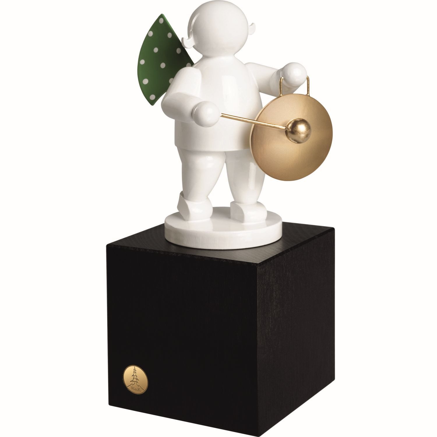 Wendt & Kühn Weihnachtsfigur Klangfarbe Weiß Engel mit Gong auf Mittlerem Sockel 650/200/71