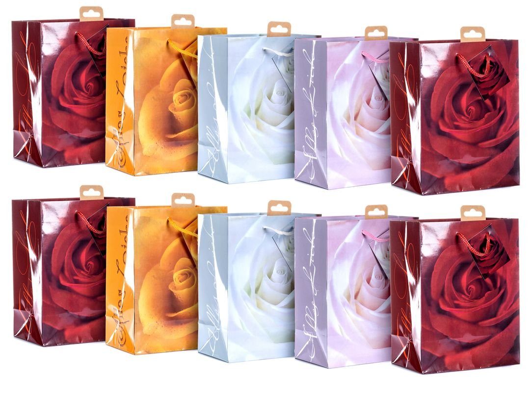 Geschenkbox Premium Geschenktüten Geschentaschen 10-100 Stk Medium Rosen