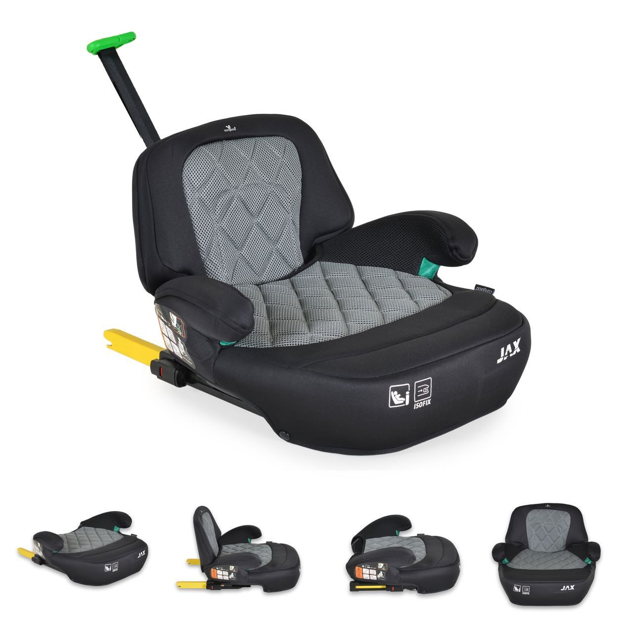Cangaroo Kindersitzerhöhung Sitzerhöhung Jax i-Size, ab: 4, bis: 12, 125-150cm Gruppe 3 Isofix Top Tether