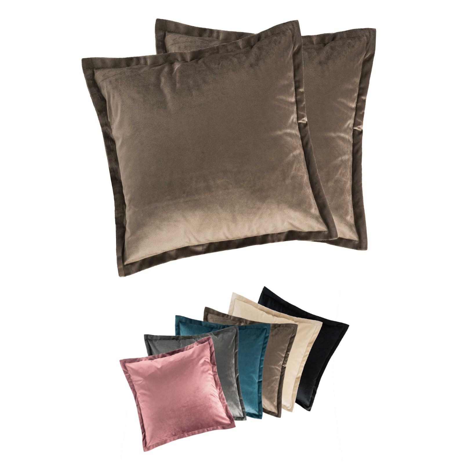MOON Heimtextilien Kissenhülle 2er Pack 40x40 cm Kissenbezug edle Samt Optik Moon Flora