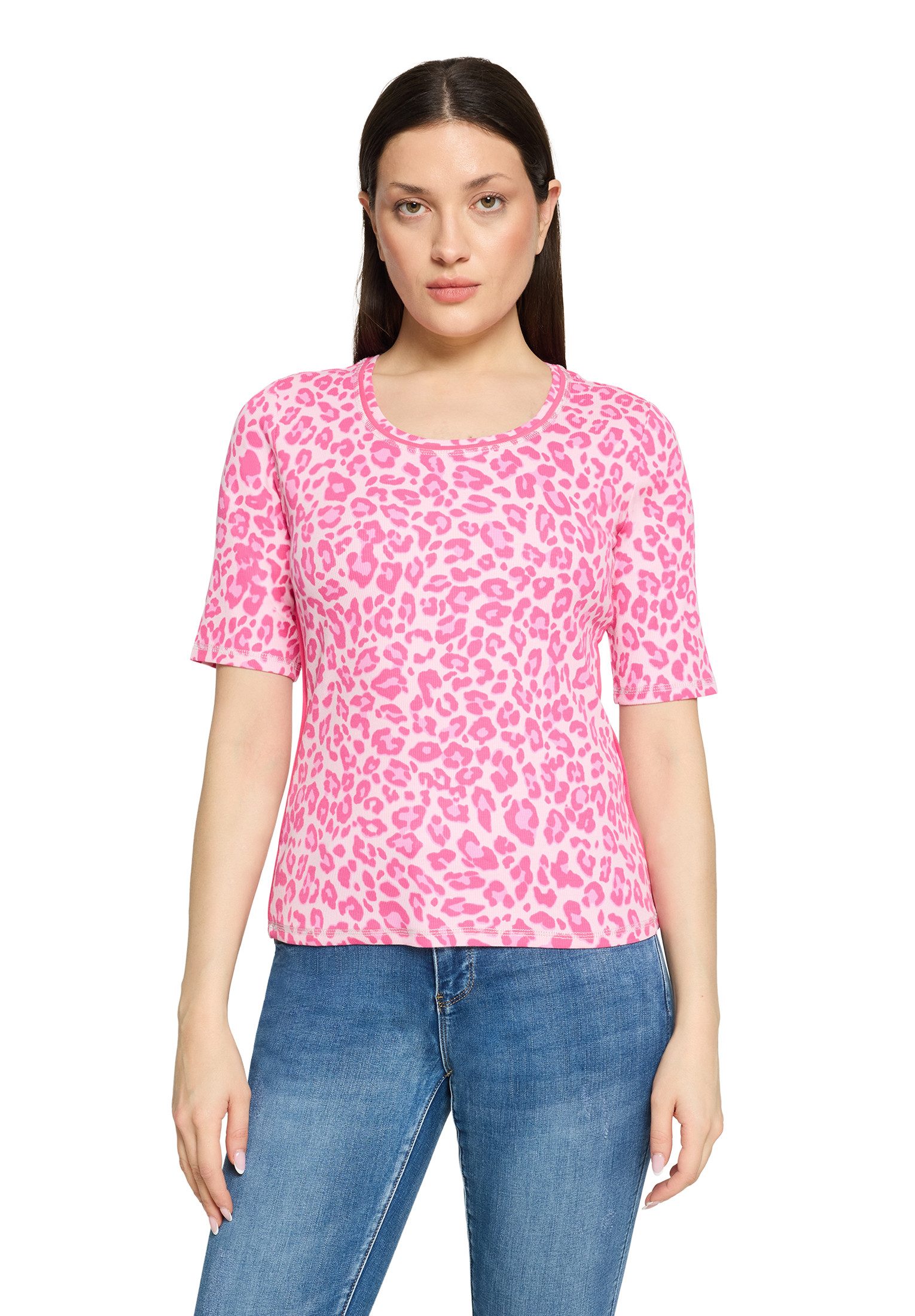 Kurzarmshirt Damen mit Rippenstruktur