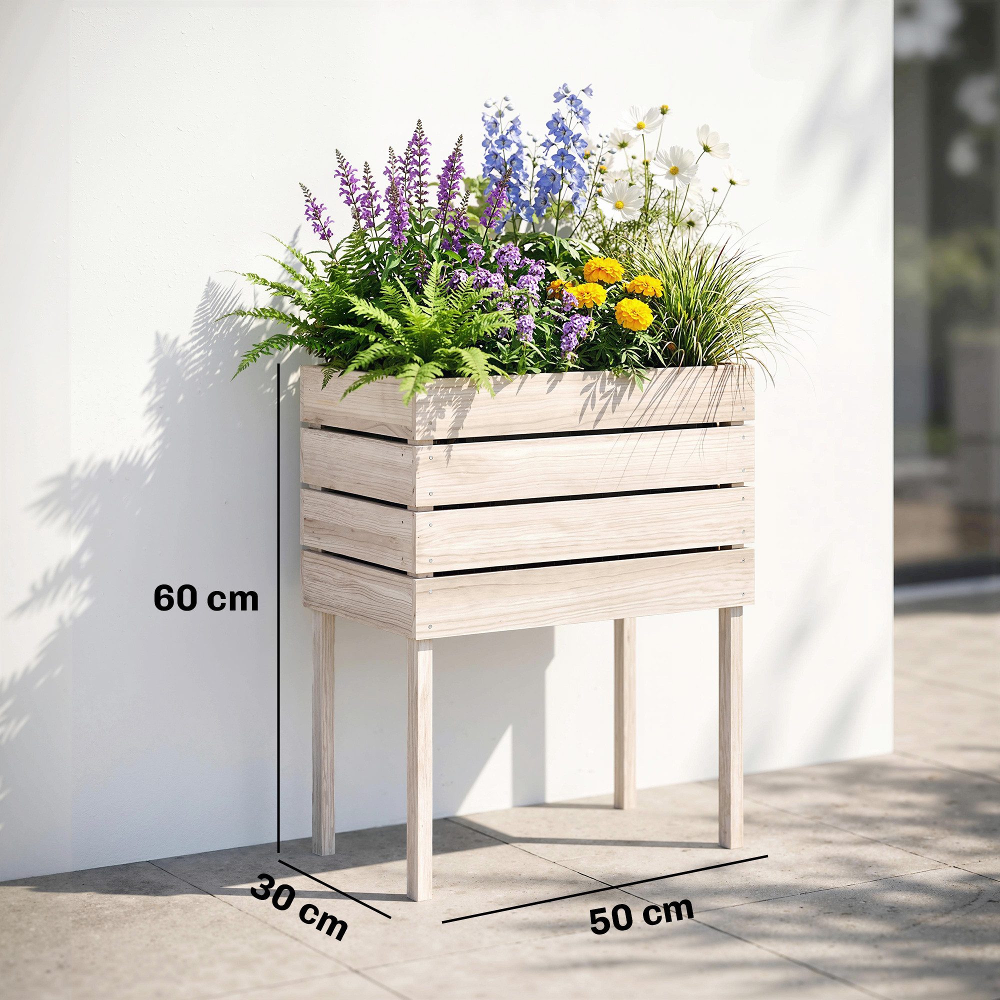 Outsunny Hochbeet Pflanzkübel aus Holz (Blumenkasten, 4 St., Pflanzkasten), für Garten, Balkon, für Garten, Balkon