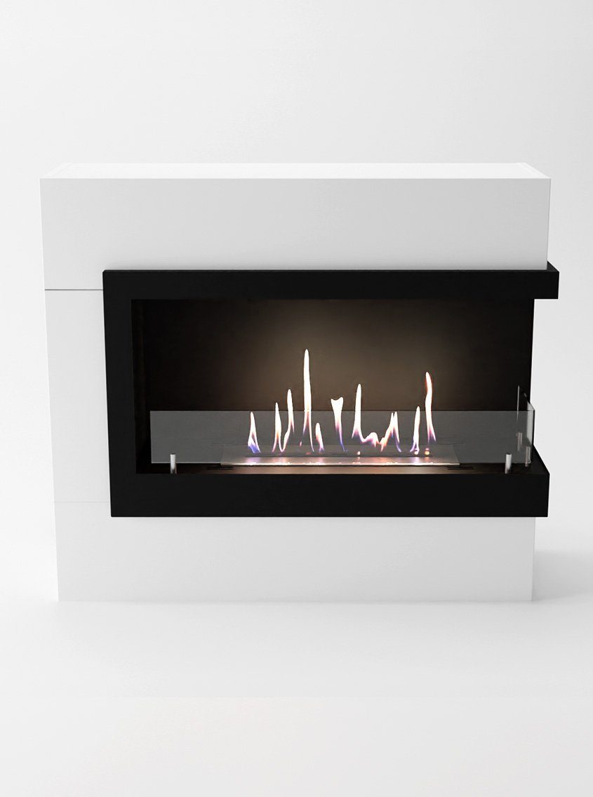 GLOW FIRE Echtfeuer-Dekokamin Halden Mini rechts Ethanol Kamin, Bioethanol Kamin mit 3h Brenndauer, Heizleistung bis 2 kw