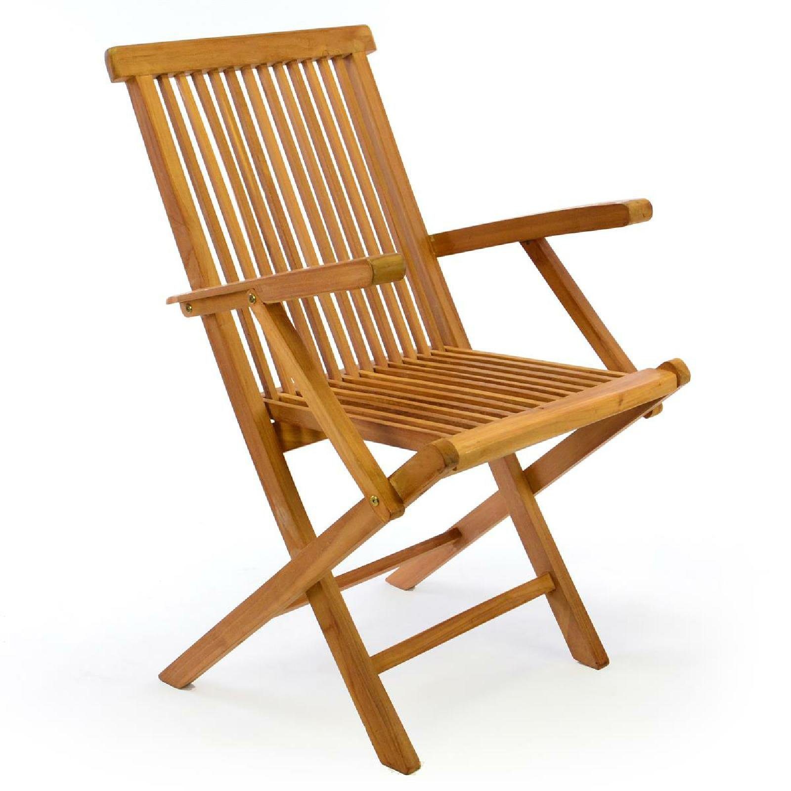 VCM Gartenstuhl Balkonstuhl Nosala (1 St), mit Armlehne, Teak Holz, klappbar, massiv, behandelt, Hochlehner