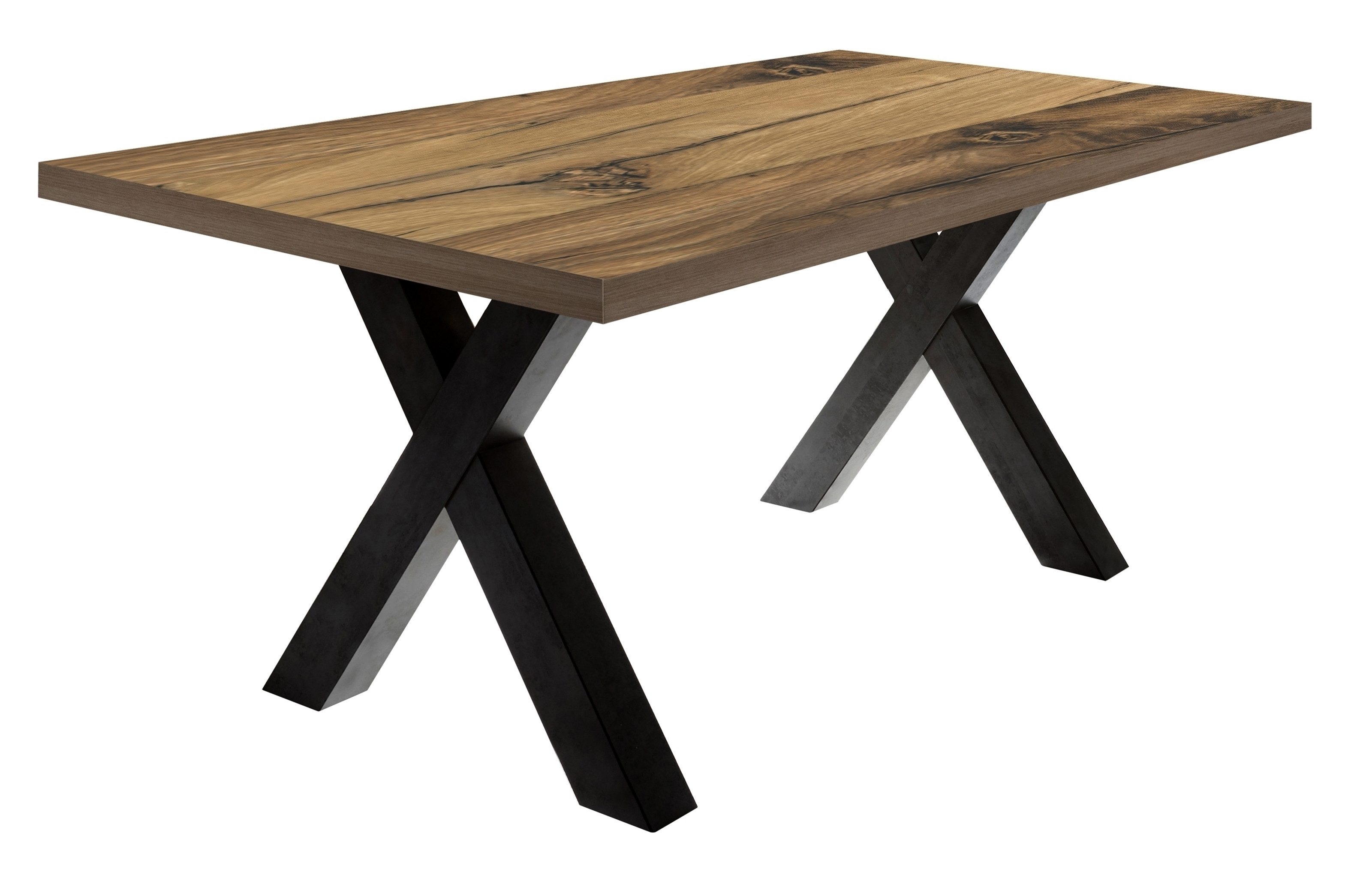 freiraum Esstisch Big System, in schwarzstahl / plankeneiche - 200x75x100cm (BxHxT)