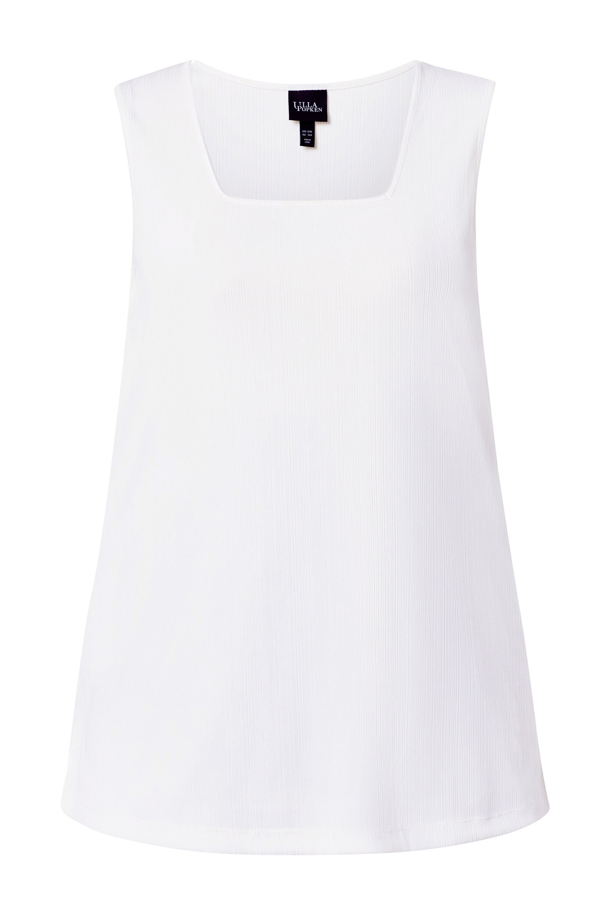 Ulla Popken Longtop Top Rippjersey A-Linie Caree-Ausschnitt ärmellos