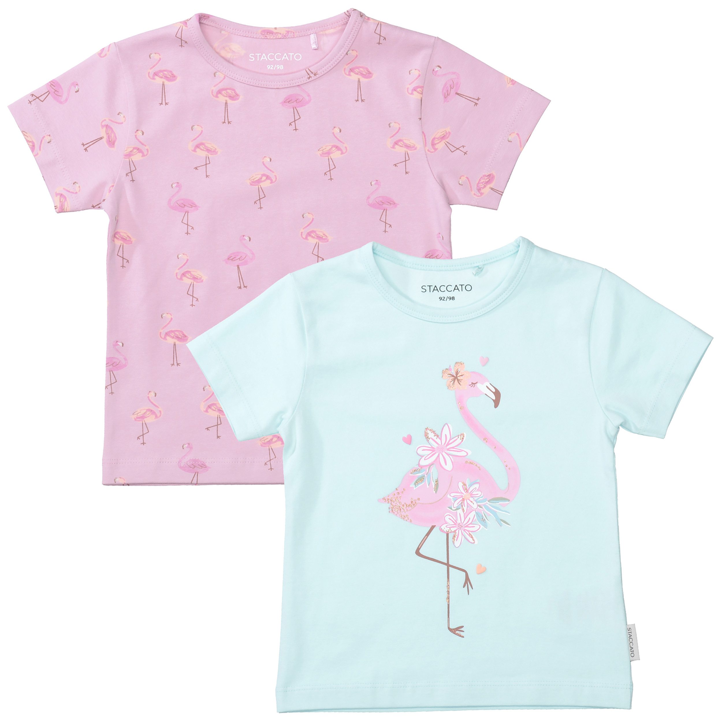 STACCATO T-Shirt (2-tlg) 2er Pack mit Flamingo-Motiven, Allover-Druck, für Girls