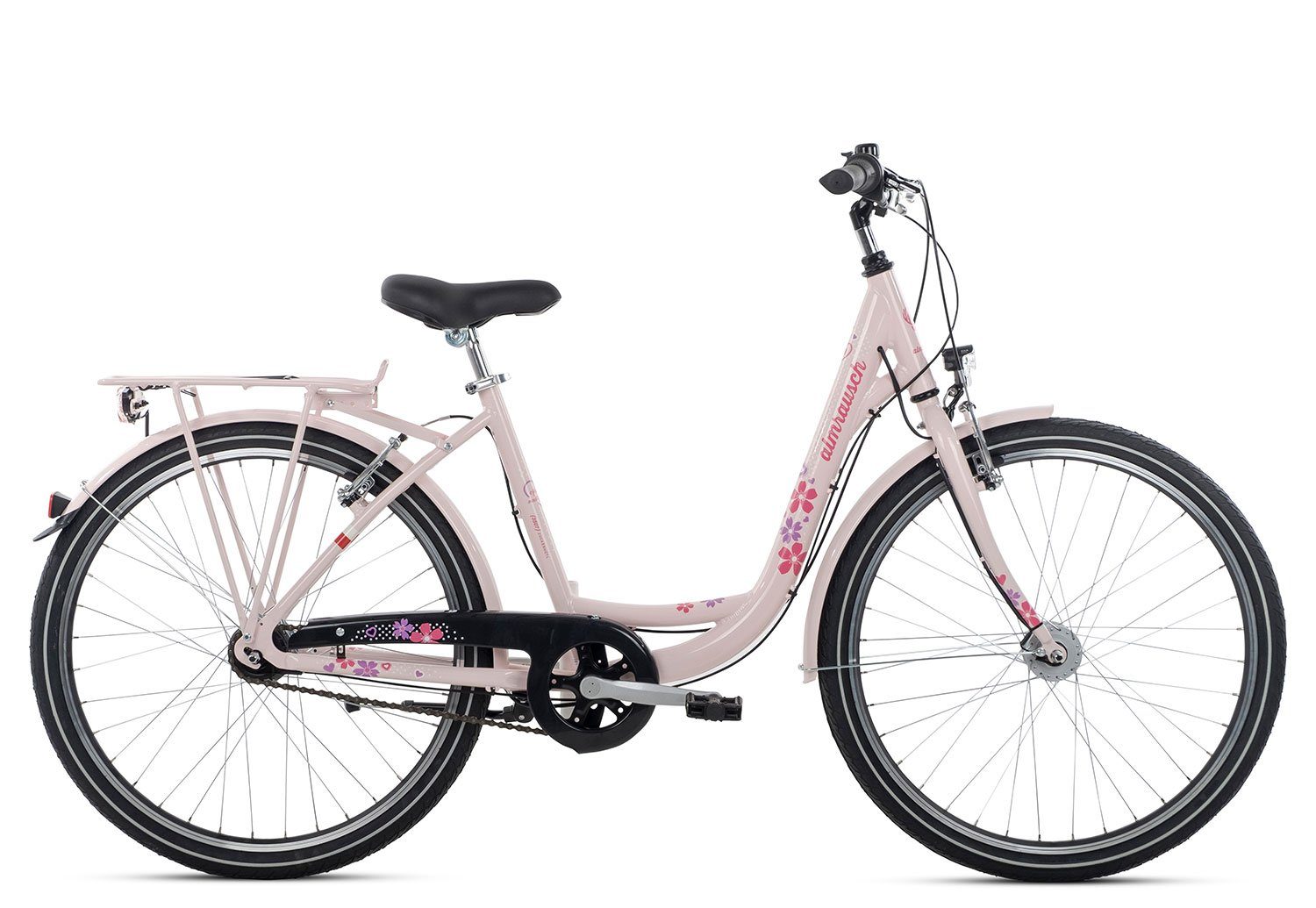 Almrausch Cityrad Zucker 7 26 Wave, 7 Gang Shimano Nexus 7 Rücktritt Schaltwerk, Nabenschaltung Rücktritt, Jugendfahrrad 26 Zoll Tiefeinstieg violett/rosa