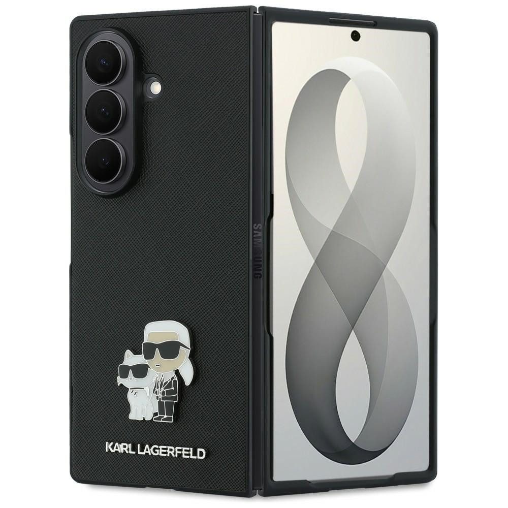 KARL LAGERFELD Handyhülle Galaxy Z Fold 8 Ultra Case Kunstleder Saffiano Schwarz 8 Zoll, Kantenschutz