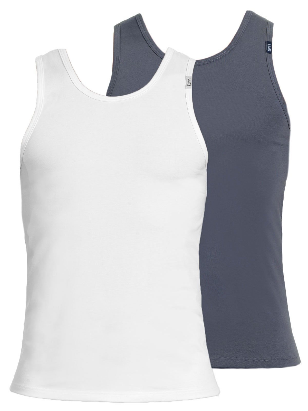 KUMPF Achselhemd 2er Sparpack Herren Unterhemd Bio Cotton (Spar-Set, 2-St) hohe Markenqualität mittelgrau weiss
