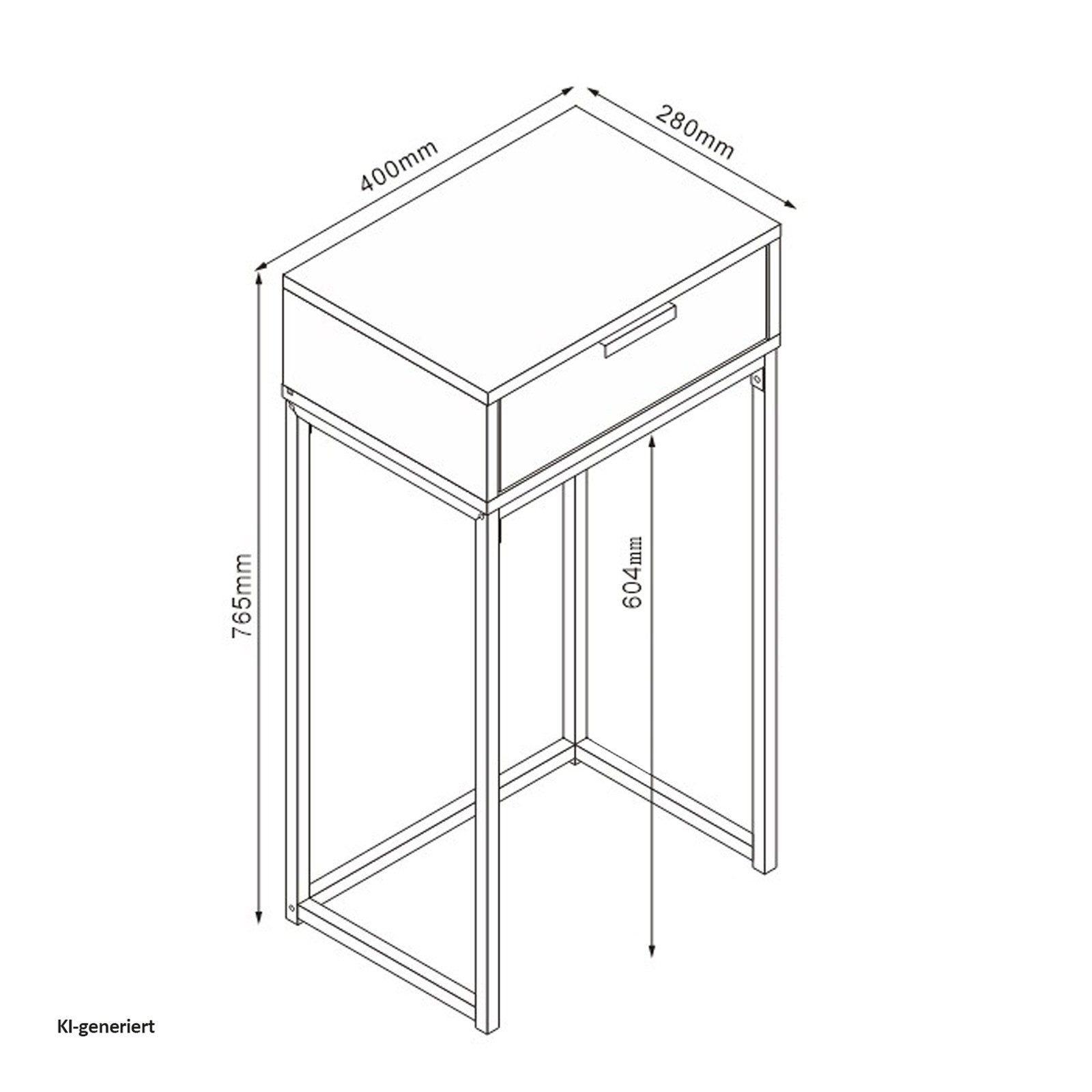 HTI-Living Beistelltisch Konsolentisch Cedrik 40 cm mit Schublade Weiß-Schwarz (Stück, 1-St., 1 Konsolentisch) – Bild 5 von 5