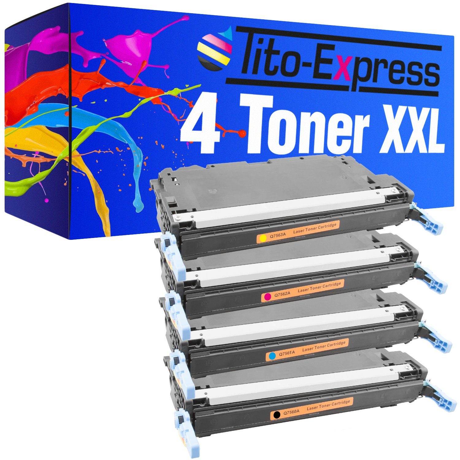 Tito-Express Tonerpatrone 4er Set ersetzt HP Q7560A HP Q7561A HP Q7562A HP Q7563A, für Color LaserJet 2700 2700N 2700 Series 3000 3000DN 3000DTN 3000N