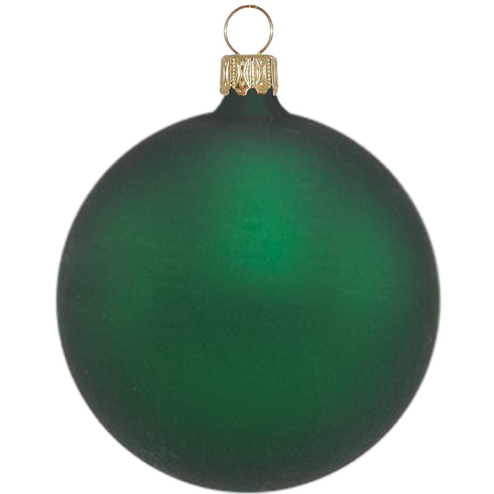 Thüringer mundgeblasen Set Weihnachtsbaumkugel St), Christbaumkugel Glasdesign matt Tannengrün (6