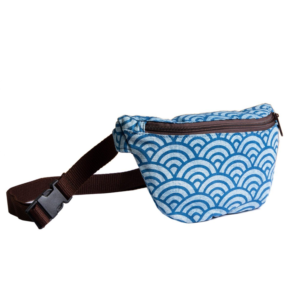 PANASIAM Gürteltasche Bauchtasche Geometrix aus fester Baumwolle mit traditionellen, japanischen Mustern bedruckt Hüfttasche 2 Fächer mit Reißverschluss