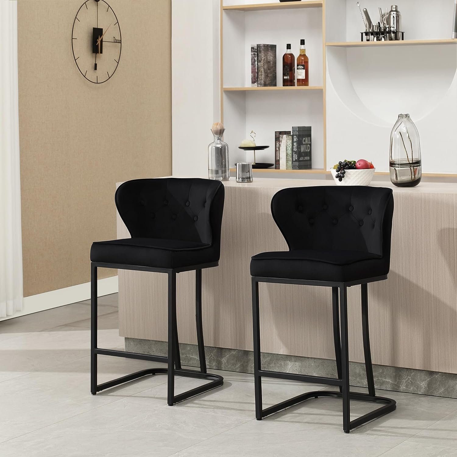 Woltu Barhocker (2 St., 2er), Barstühle,Samtbezug aus Metall günstig online kaufen