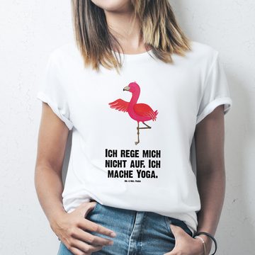 Mr. & Mrs. Panda T-Shirt Flamingo Yoga - Weiß - Geschenk, Junggesellenabschied, Jubiläum, Yoga (1-tlg)