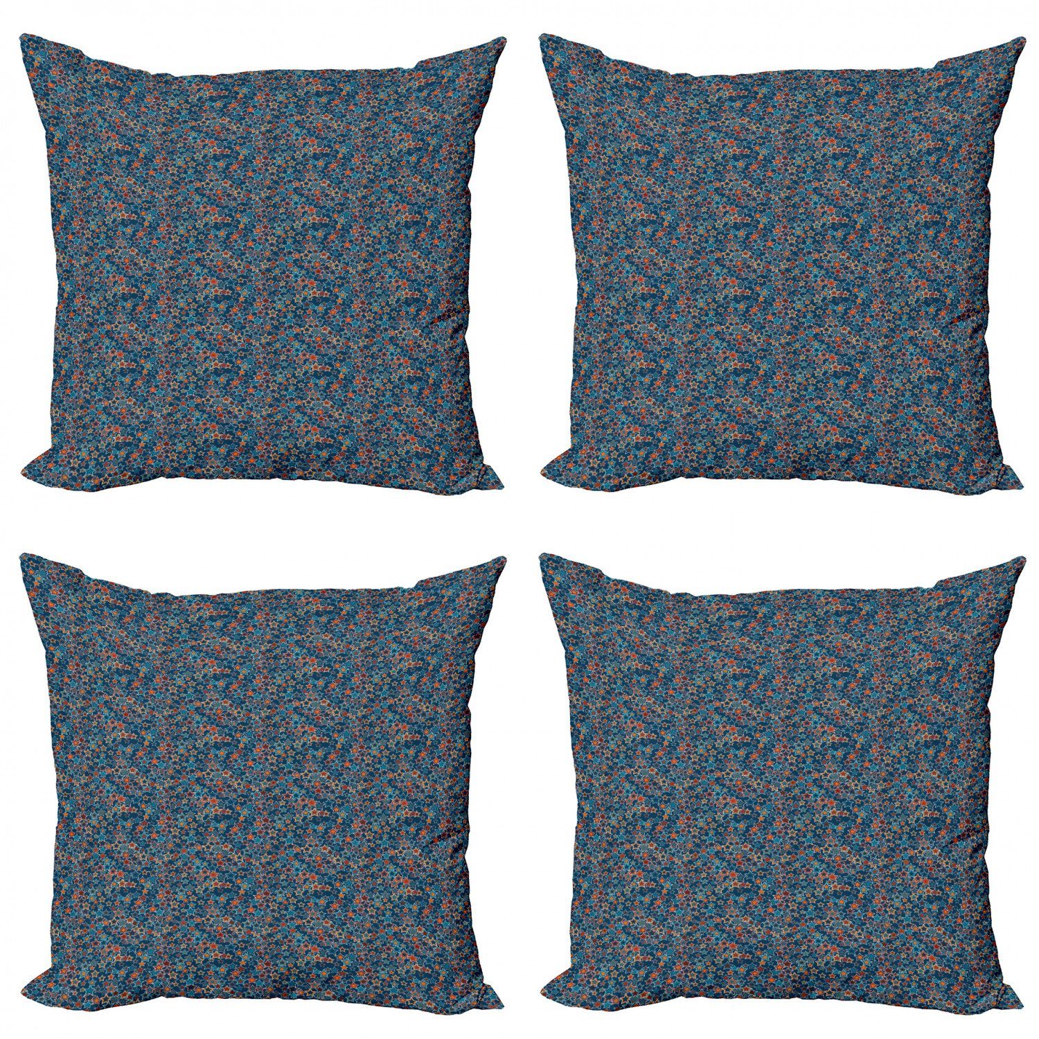 Sterne Abakuhaus Abstrakte Doppelseitiger Sterne Stück), auf Accent Digitaldruck, Modern (4 Kissenbezüge Blau