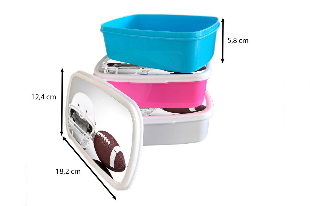MuchoWow Lunchbox American-Football-Ausrüstung Kunststoff, in Brotdose einem Mädchen, für Snackbox, (2-tlg), Brotbox rosa Kinder, Kunststoff Studio, Erwachsene