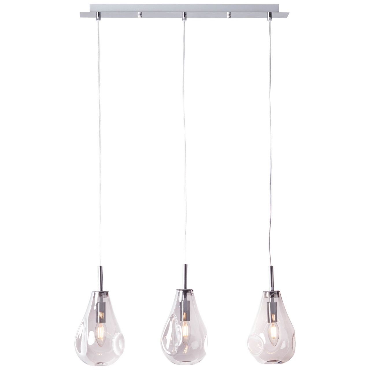 Lampe, rauchglas/chrom, 3x Glas/Metall, Drops 3flg Pendelleuchte Pendelleuchte Brilliant Drops, D45