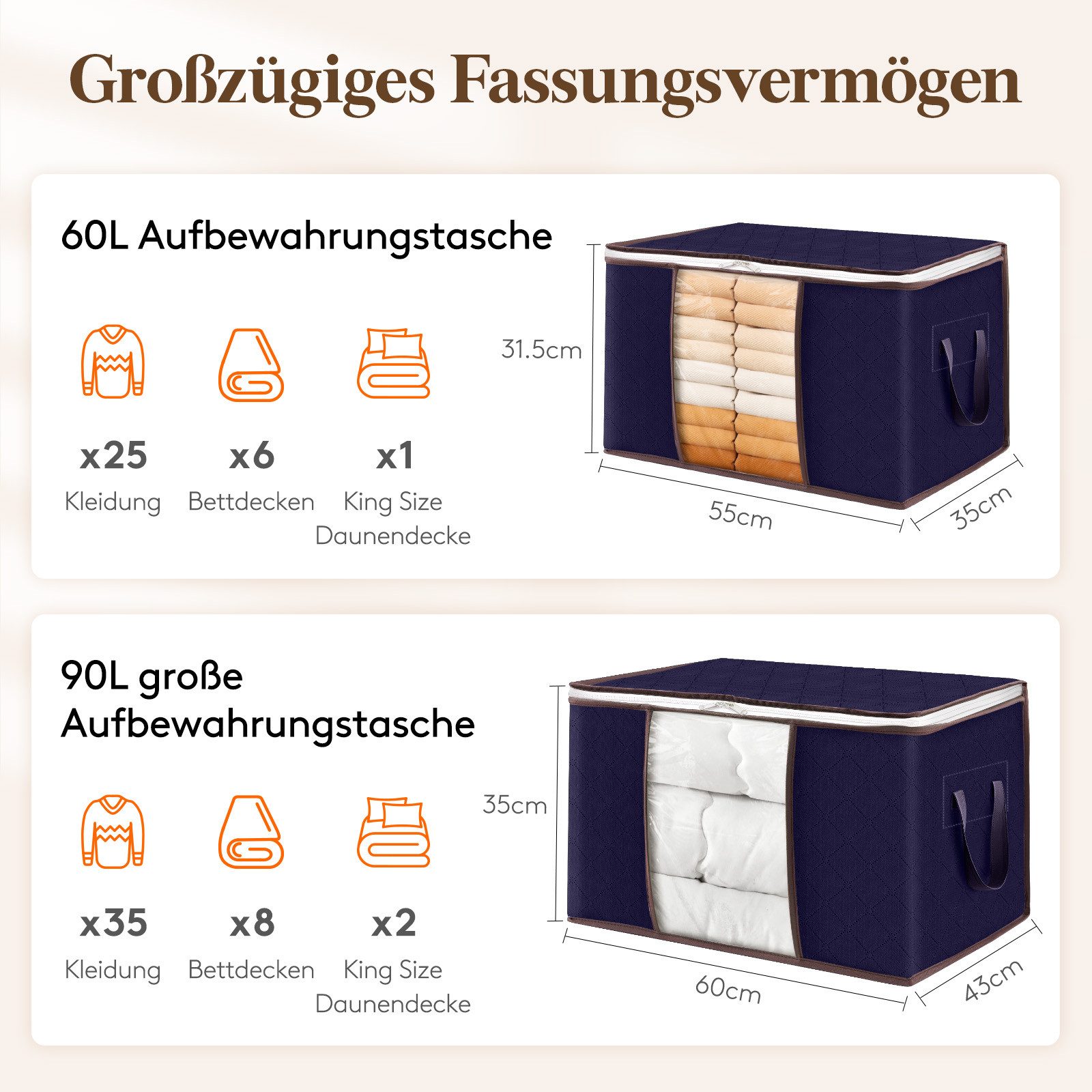 Lifewit Aufbewahrungsdose 3 x 90L Aufbewahrungstaschen, günstig online kaufen