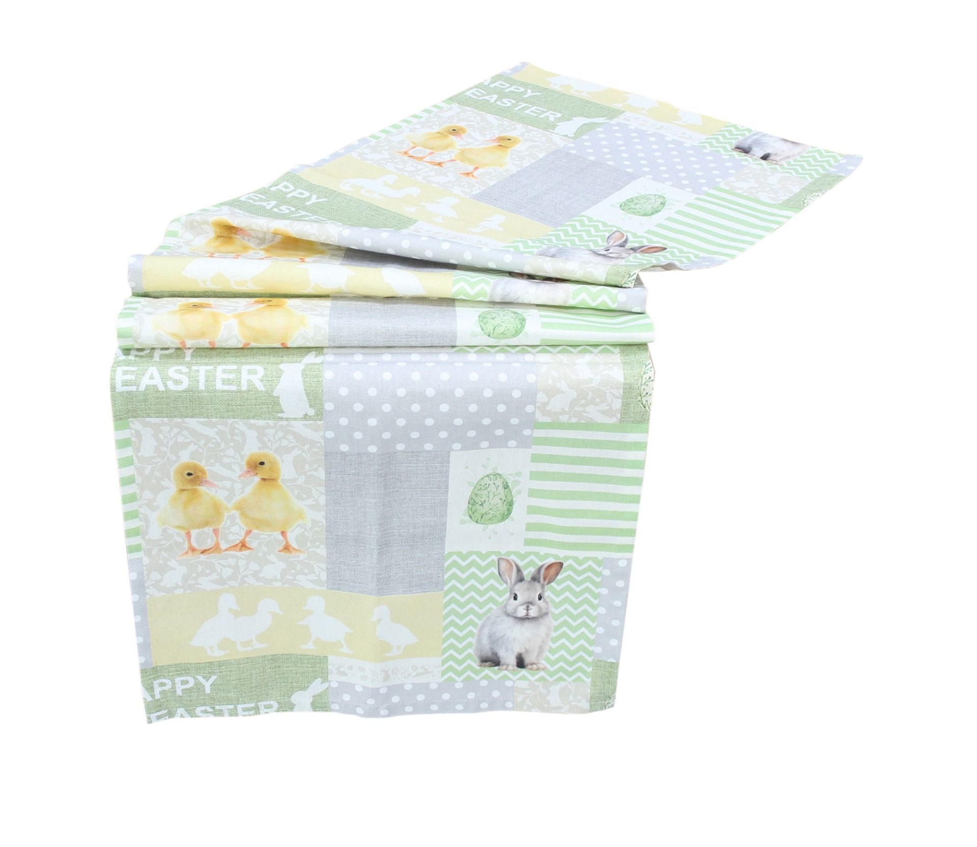 Home-trends24.de Tischläufer Tischdecke Ostern Patchwork Osterhase Tischläufer Tischband 40x140cm