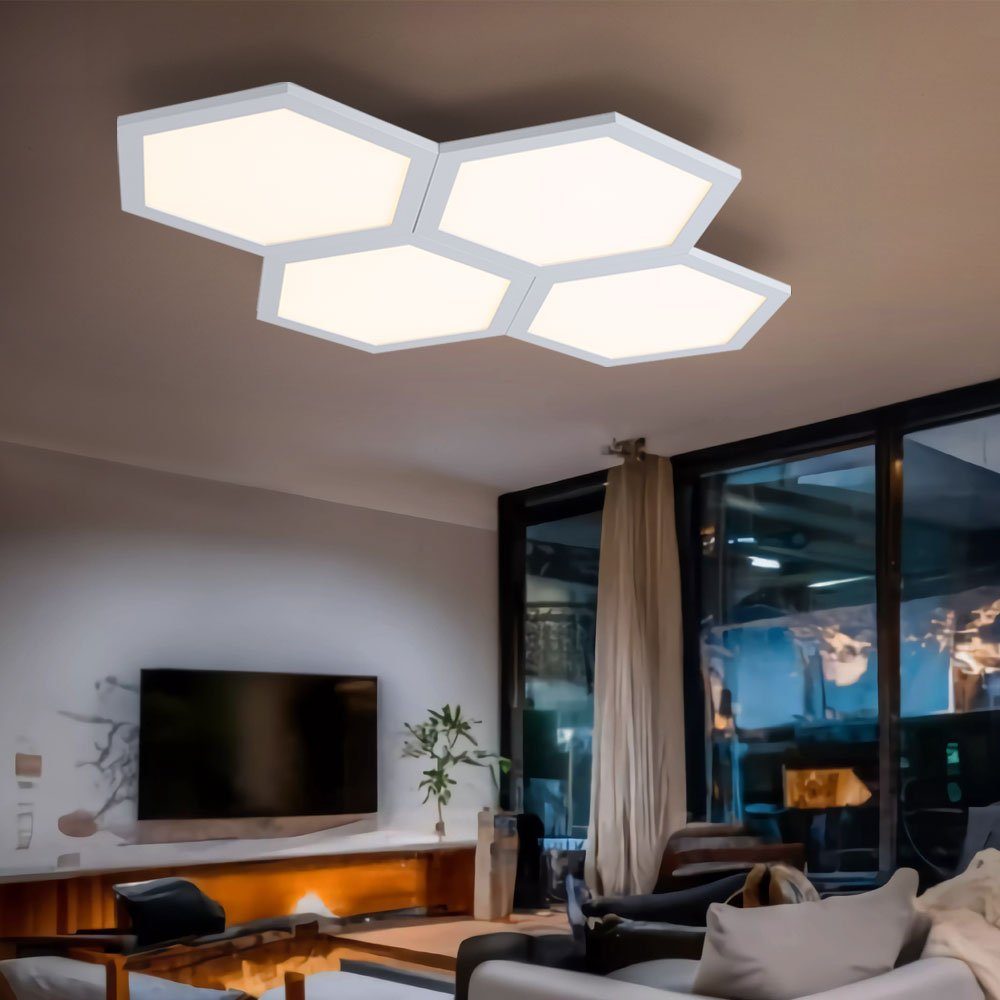 Globo LED Deckenleuchte, LED-Leuchtmittel fest verbaut, Warmweiß, Deckenlampe Deckenleuchte Wohnzimmerlampe sechseckig Flurlampe LED