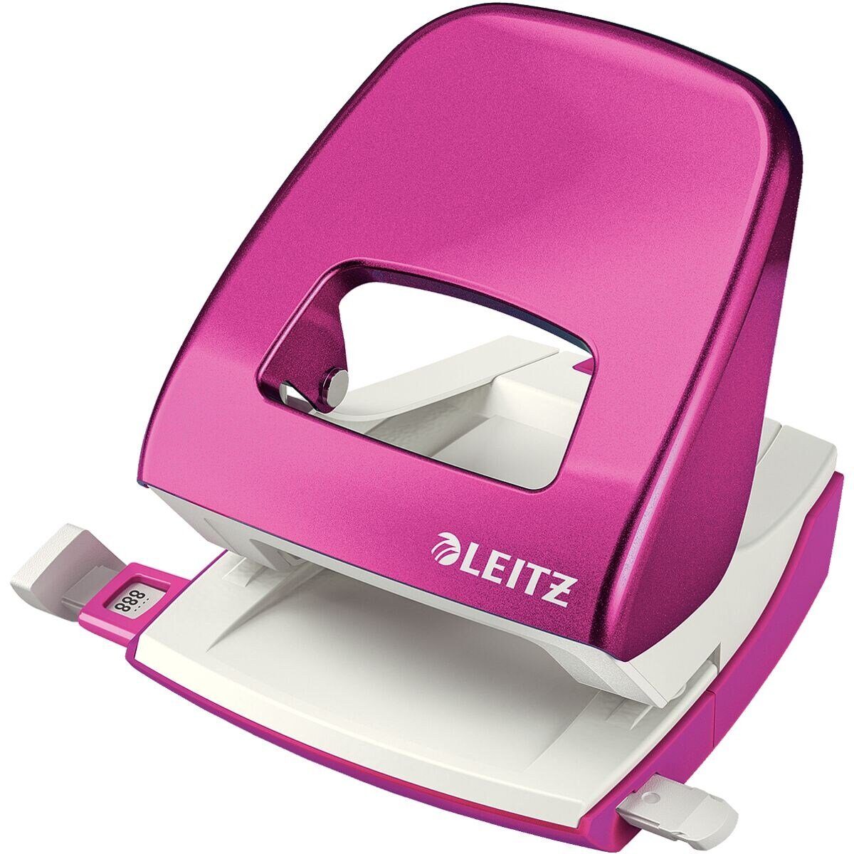 LEITZ Lochstanzer 5008 NeXXt WOW, 2-fach bis 30 Blatt, für A4, A5, A6, 8x8x8 cm, US, Folio pink metallic